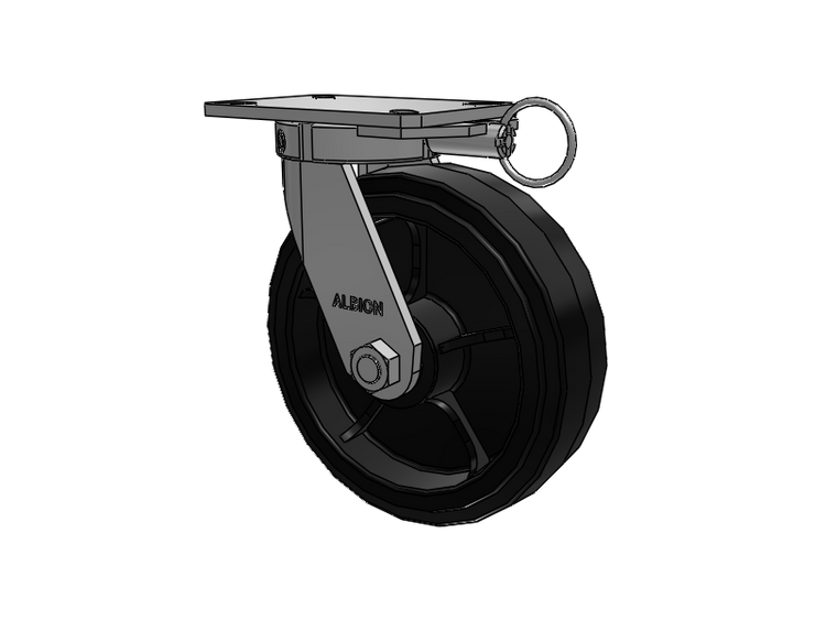 310 Series Top Plate Swivel Caster with 10 x 3 Black Tread on Black Enamel Core MR - Moldon Rubber (Cast Iron Core) Wheel