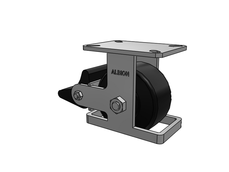 310 Series Top Plate Rigid Caster with 6 x 3 Black Polymer NX - Trionix High Impact Polymer Wheel and Poly Lock Integrated Brake