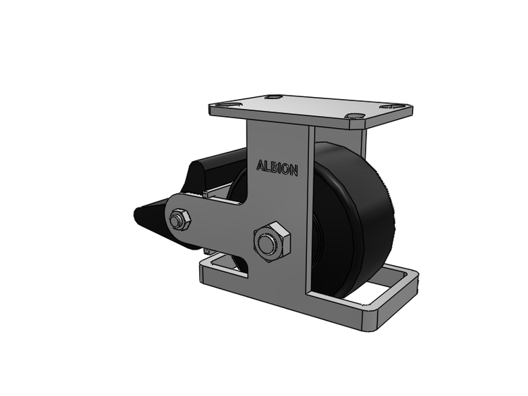 310 Series Top Plate Rigid Caster with 6 x 3 Black Polymer NX - Trionix High Impact Polymer Wheel and Poly Lock Integrated Brake