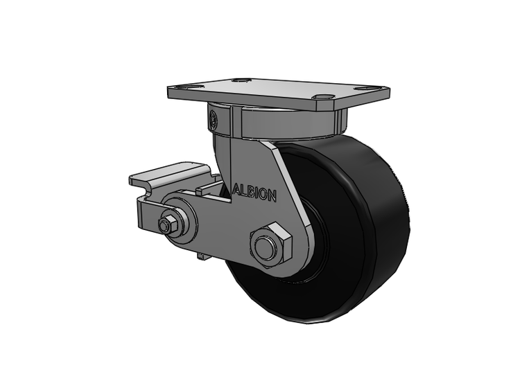 310 Series Top Plate Swivel Caster with 6 x 3 Black Polymer NX - Trionix High Impact Polymer Wheel and Poly Cam Brake