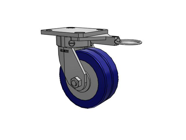 110 Series Kingpinless Top Plate Swivel Caster with 5 x 2 Blue Tread on Aluminum Core EZ - Swivel-EAZ (Flat) Wheel