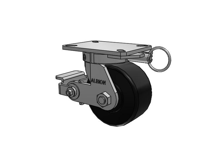 310 Series Top Plate Swivel Caster with 6 x 3 Black Polymer NX - Trionix High Impact Polymer Wheel and Poly Cam Brake