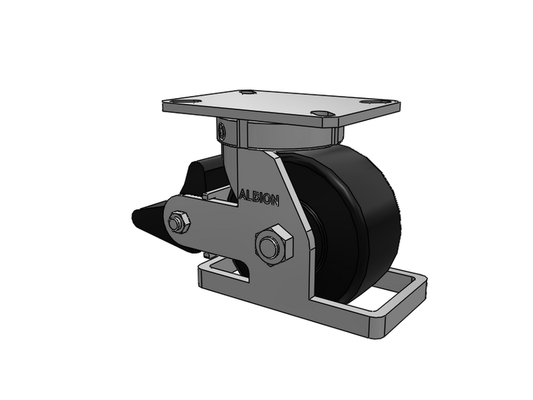 310 Series Top Plate Swivel Caster with 6 x 3 Black Polymer NX - Trionix High Impact Polymer Wheel and Poly Lock Integrated Brake