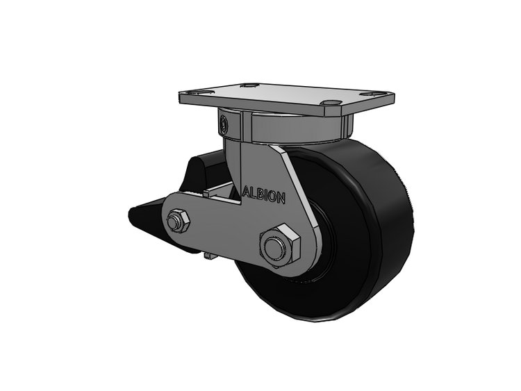 310 Series Top Plate Swivel Caster with 6 x 3 Black Polymer NX - Trionix High Impact Polymer Wheel and Poly Lock Integrated Brake