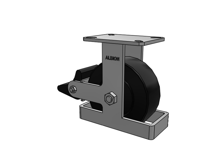 310 Series Top Plate Rigid Caster with 8 x 3 Black Polymer NX - Trionix High Impact Polymer Wheel and Poly Lock Integrated Brake