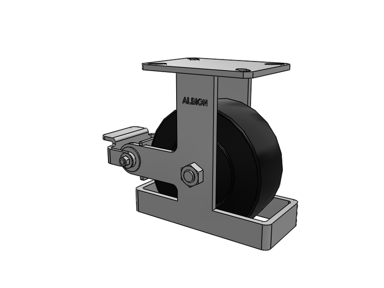 310 Series Top Plate Rigid Caster with 8 x 3 Black Polymer NX - Trionix High Impact Polymer Wheel and Poly Cam Brake