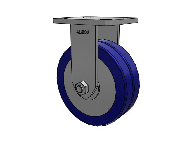 110 Series Kingpinless Top Plate Rigid Caster with 6 x 2 Blue Tread on Aluminum Core EZ - Swivel-EAZ (Flat) Wheel