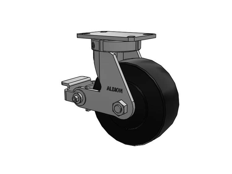 310 Series Top Plate Swivel Caster with 8 x 3 Black Polymer NX - Trionix High Impact Polymer Wheel and Poly Cam Brake