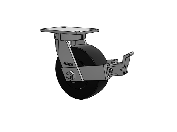 310 Series Top Plate Swivel Caster with 8 x 3 Black Polymer NX - Trionix High Impact Polymer Wheel and Face Brake
