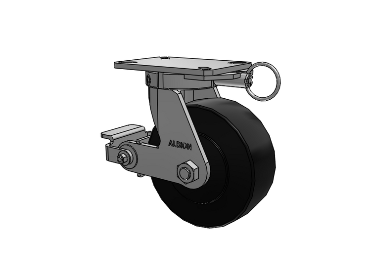 310 Series Top Plate Swivel Caster with 8 x 3 Black Polymer NX - Trionix High Impact Polymer Wheel and Poly Cam Brake
