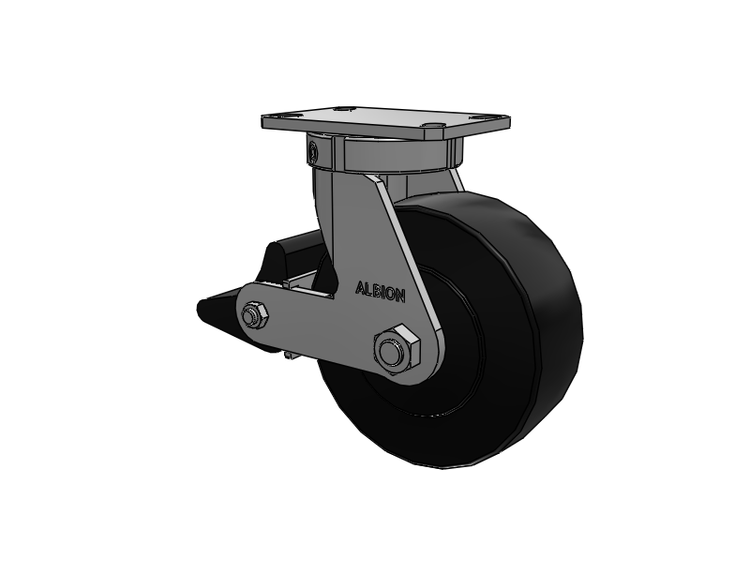 310 Series Top Plate Swivel Caster with 8 x 3 Black Polymer NX - Trionix High Impact Polymer Wheel and Poly Lock Integrated Brake