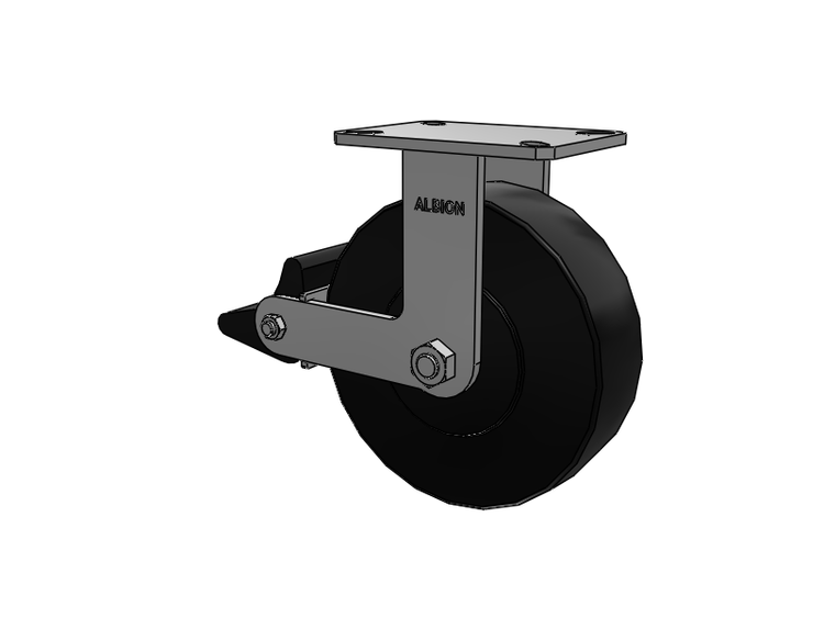 310 Series Top Plate Rigid Caster with 10 x 3 Black Polymer NX - Trionix High Impact Polymer Wheel and Poly Lock Integrated Brake