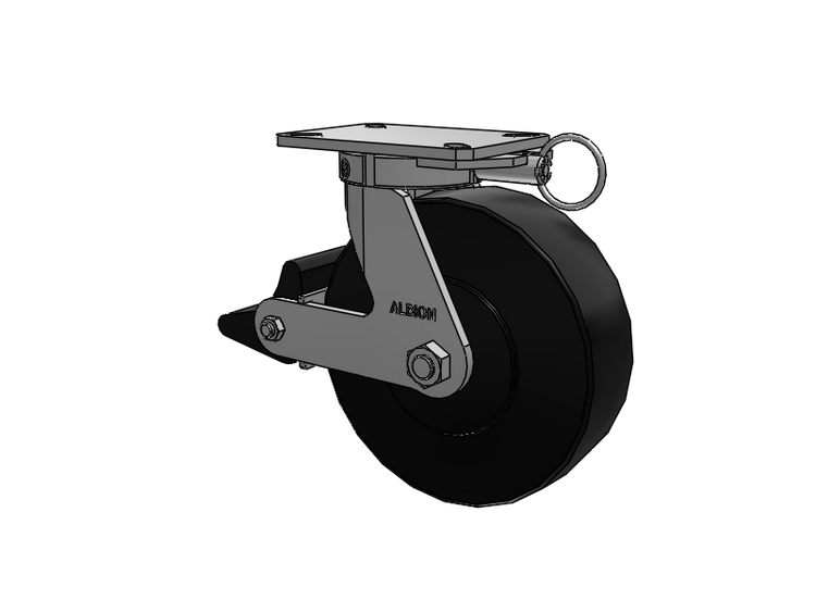 310 Series Top Plate Swivel Caster with 10 x 3 Black Polymer NX - Trionix High Impact Polymer Wheel and Poly Lock Integrated Brake