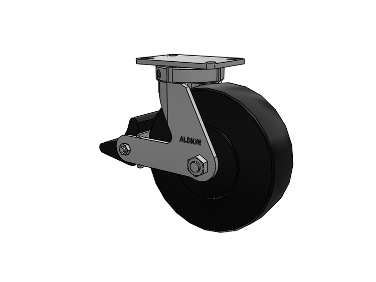 310 Series Top Plate Swivel Caster with 10 x 3 Black Polymer NX - Trionix High Impact Polymer Wheel and Poly Lock Integrated Brake