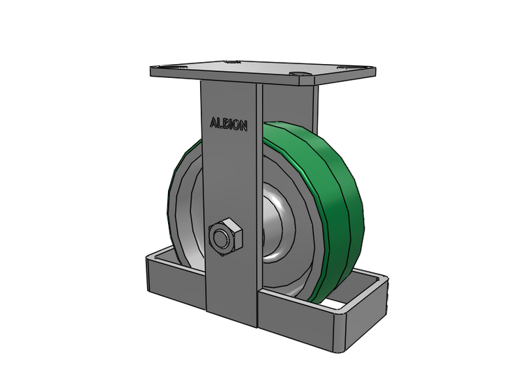 310 Series Top Plate Rigid Caster with 8 x 3 Green Tread on Aluminum Core PD - Polyurethane (Aluminum Core) Wheel
