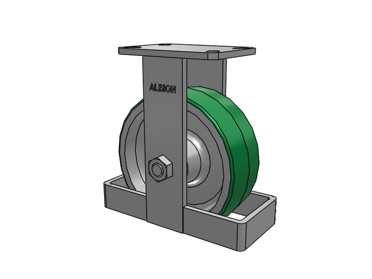 310 Series Top Plate Rigid Caster with 8 x 3 Green Tread on Aluminum Core PD - Polyurethane (Aluminum Core) Wheel