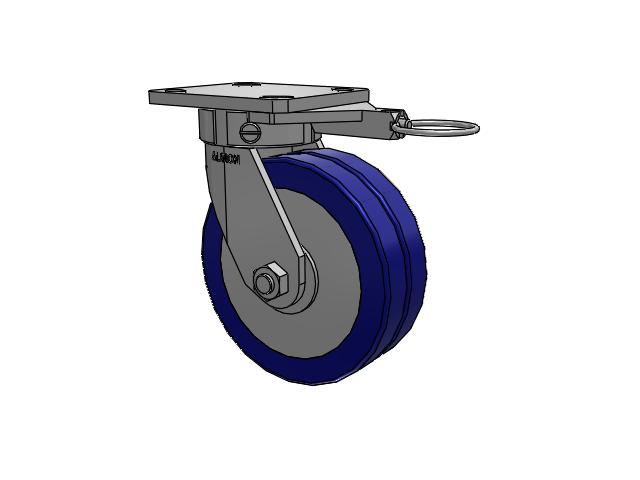 110 Series Kingpinless Top Plate Swivel Caster with 6 x 2 Blue Tread on Aluminum Core EZ - Swivel-EAZ (Flat) Wheel