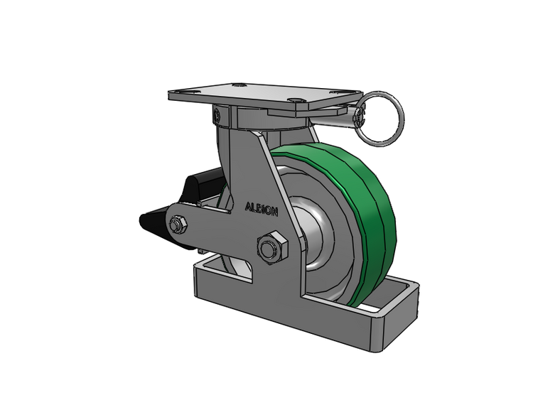 310 Series Top Plate Swivel Caster with 8 x 3 Green Tread on Aluminum Core PD - Polyurethane (Aluminum Core) Wheel and Poly Lock Integrated Brake