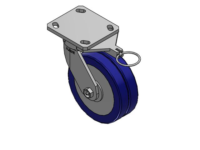 110 Series Kingpinless Top Plate Swivel Caster with 6 x 2 Blue Tread on Aluminum Core EZ - Swivel-EAZ (Flat) Wheel