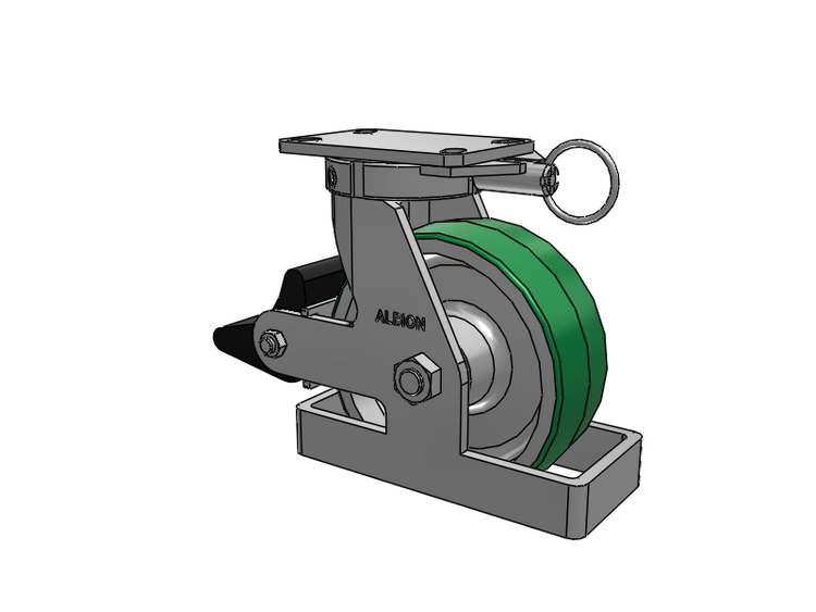 310 Series Top Plate Swivel Caster with 8 x 3 Green Tread on Aluminum Core PD - Polyurethane (Aluminum Core) Wheel and Poly Lock Integrated Brake