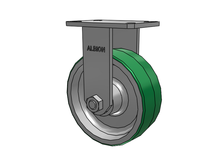 310 Series Top Plate Rigid Caster with 8 x 3 Green Tread on Aluminum Core PD - Polyurethane (Aluminum Core) Wheel