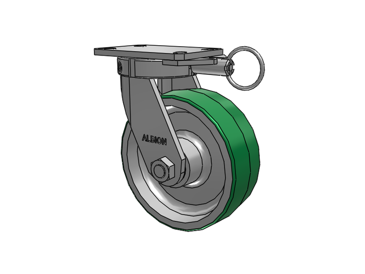 310 Series Top Plate Swivel Caster with 8 x 3 Green Tread on Aluminum Core PD - Polyurethane (Aluminum Core) Wheel