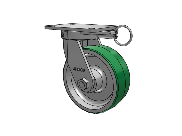 310 Series Top Plate Swivel Caster with 8 x 3 Green Tread on Aluminum Core PD - Polyurethane (Aluminum Core) Wheel