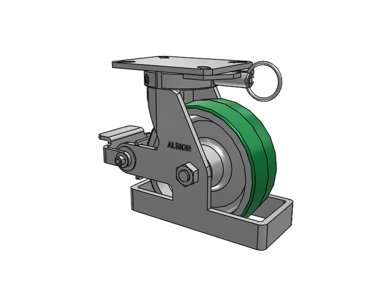 310 Series Top Plate Swivel Caster with 8 x 3 Green Tread on Aluminum Core PD - Polyurethane (Aluminum Core) Wheel and Poly Cam Brake