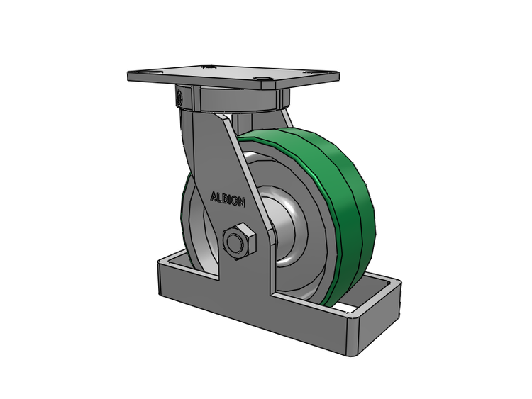 310 Series Top Plate Swivel Caster with 8 x 3 Green Tread on Aluminum Core PD - Polyurethane (Aluminum Core) Wheel