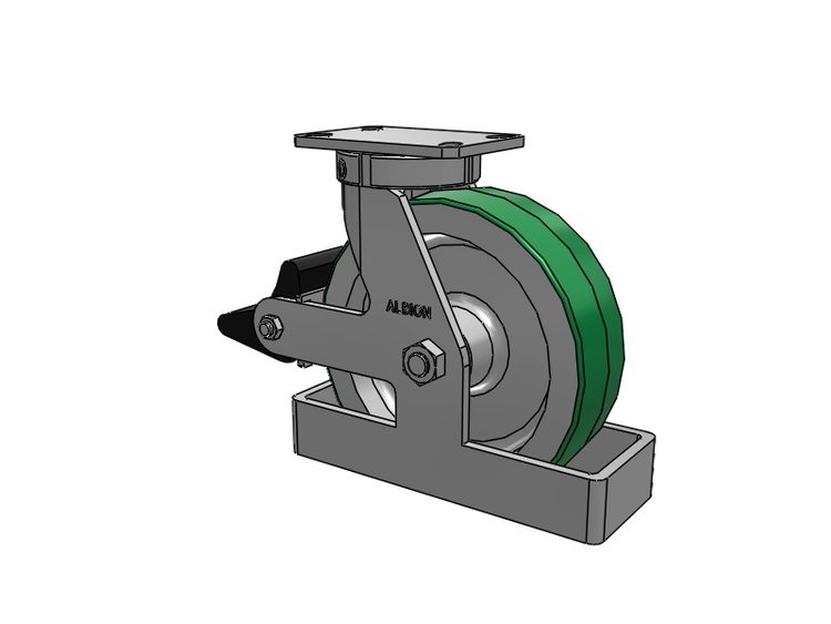310 Series Top Plate Swivel Caster with 10 x 3 Green Tread on Aluminum Core PD - Polyurethane (Aluminum Core) Wheel and Poly Lock Integrated Brake