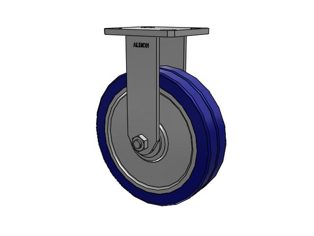 110 Series Kingpinless Top Plate Rigid Caster with 8 x 2 Blue Tread on Aluminum Core EZ - Swivel-EAZ (Flat) Wheel