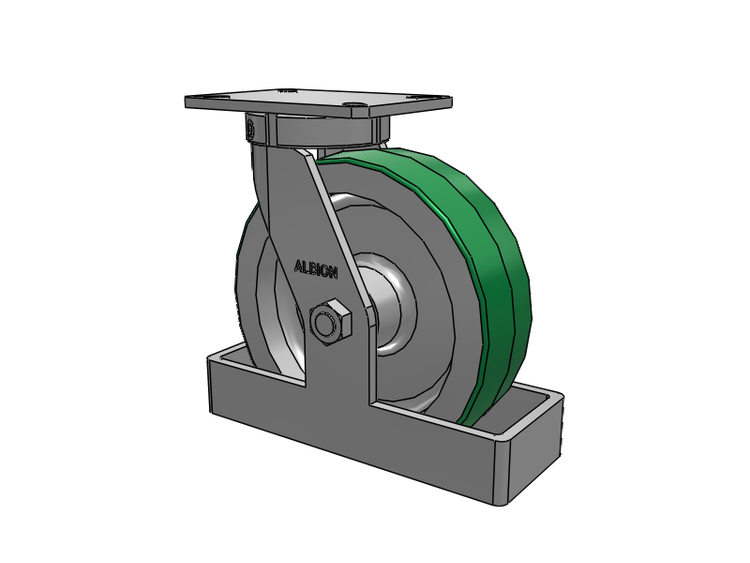Roulette pivotante à plaque supérieure de la série 310, avec bande de roulement verte de 10 x 3 sur noyau en aluminium PD - Roue en polyuréthane (noyau en aluminium)