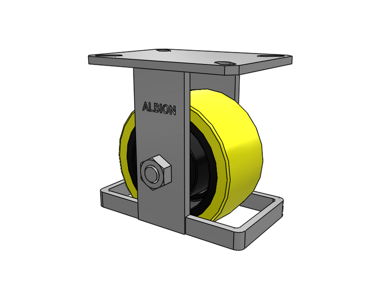 310 Series Top Plate Rigid Caster with 6 x 3 Yellow Tread on Black Cast Iron Core PF - Polyurethane (Heavy Duty Cast Iron Core) Wheel