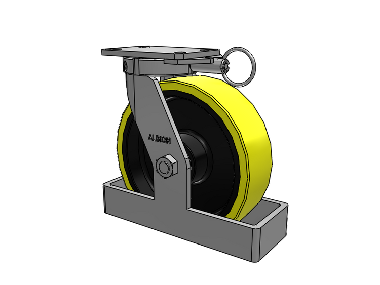 310 Series Top Plate Swivel Caster with 10 x 3 Yellow Tread on Black Cast Iron Core PF - Polyurethane (Heavy Duty Cast Iron Core) Wheel