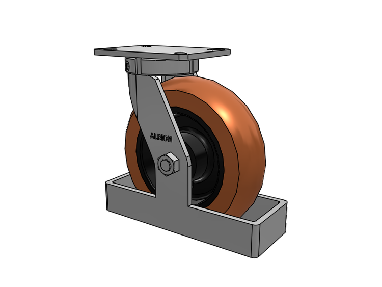 310 Series Top Plate Swivel Caster with 10 x 3 Red-Brown Tread on Black Cast Iron Core PR - Round Polyurethane (Cast Iron Core) Wheel