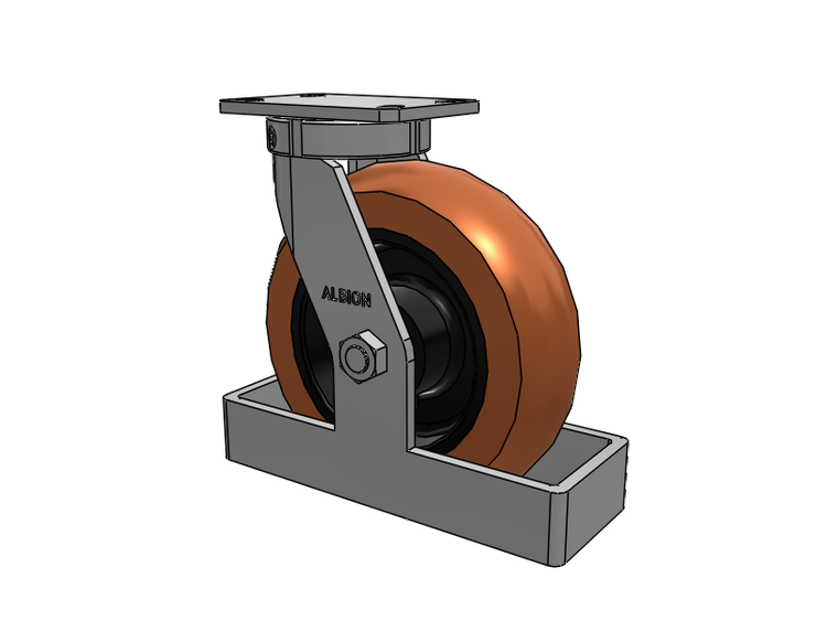 310 Series Top Plate Swivel Caster with 10 x 3 Red-Brown Tread on Black Cast Iron Core PR - Round Polyurethane (Cast Iron Core) Wheel