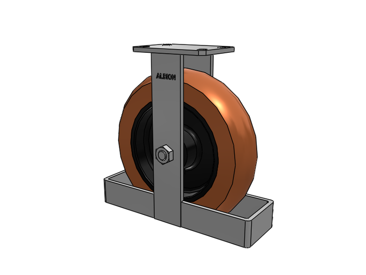 Roulette rigide à plaque supérieure de la série 310, avec bande de roulement rouge-brun 12 x 3 sur noyau en fonte noire PR - Roue ronde en polyuréthane (noyau en fonte)