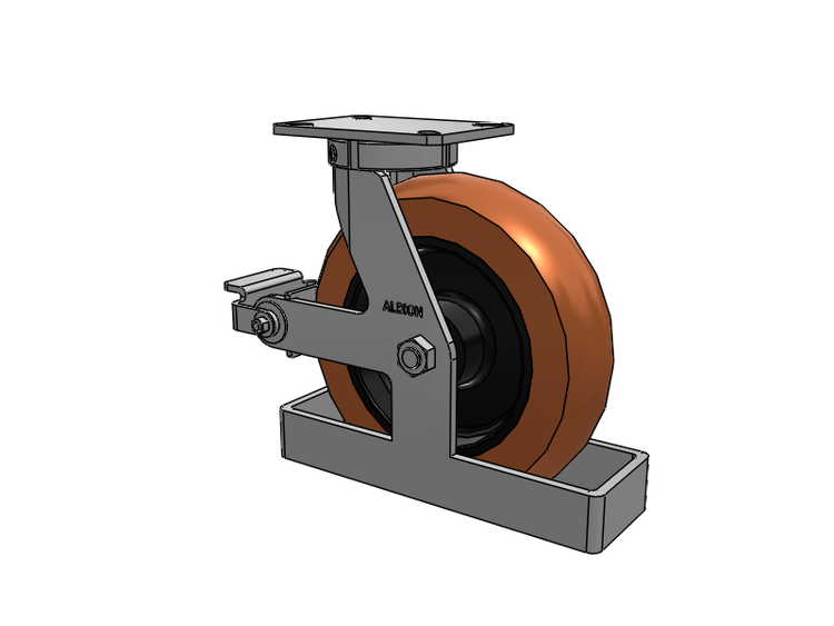 310 Series Top Plate Swivel Caster with 12 x 3 Red-Brown Tread on Black Cast Iron Core PR - Round Polyurethane (Cast Iron Core) Wheel and Poly Cam Brake