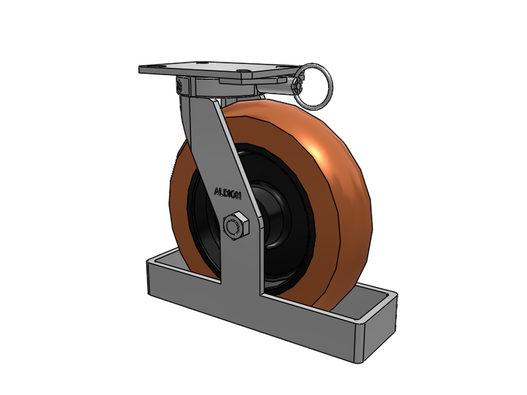 310 Series Top Plate Swivel Caster with 12 x 3 Red-Brown Tread on Black Cast Iron Core PR - Round Polyurethane (Cast Iron Core) Wheel
