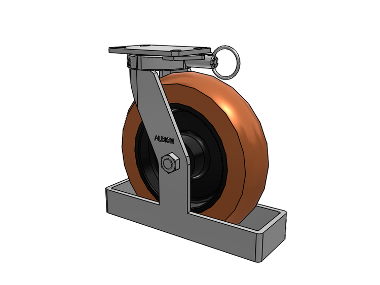 310 Series Top Plate Swivel Caster with 12 x 3 Red-Brown Tread on Black Cast Iron Core PR - Round Polyurethane (Cast Iron Core) Wheel