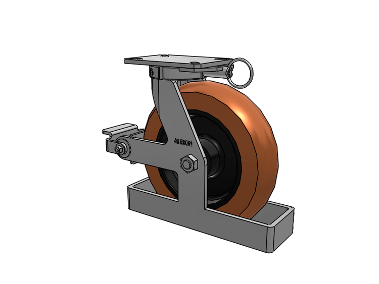 310 Series Top Plate Swivel Caster with 12 x 3 Red-Brown Tread on Black Cast Iron Core PR - Round Polyurethane (Cast Iron Core) Wheel and Poly Cam Brake