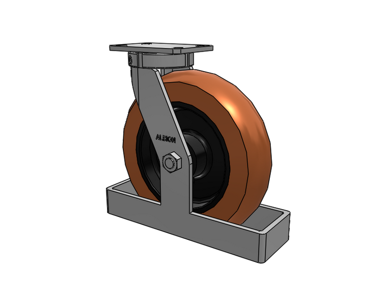 310 Series Top Plate Swivel Caster with 12 x 3 Red-Brown Tread on Black Cast Iron Core PR - Round Polyurethane (Cast Iron Core) Wheel