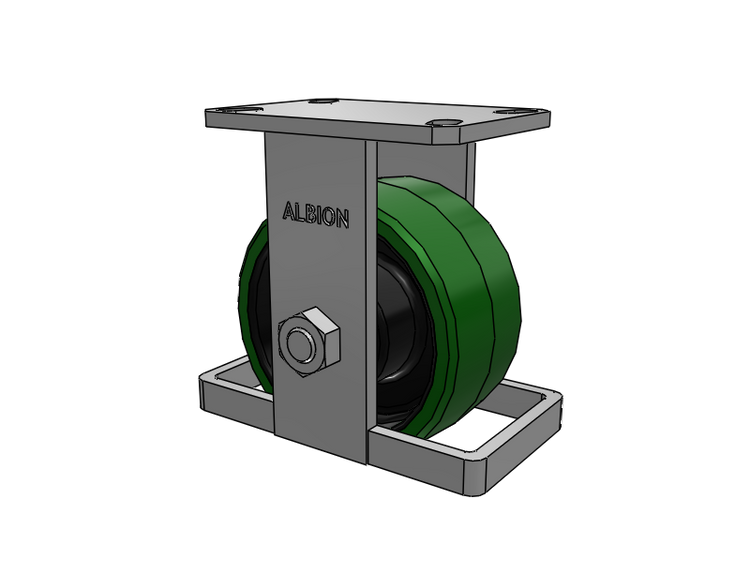 310 Series Top Plate Rigid Caster with 6 x 3 Green Tread on Black Cast Iron Core PX - Thick Polyurethane (Cast Iron Core) Wheel