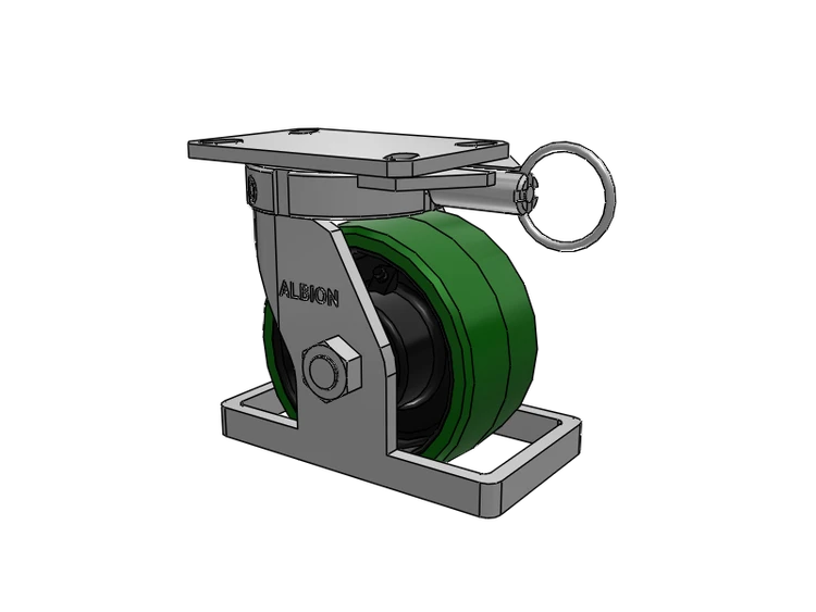 310 Series Top Plate Swivel Caster with 6 x 3 Green Tread on Black Cast Iron Core PX - Thick Polyurethane (Cast Iron Core) Wheel