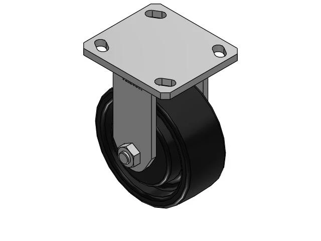 110 Series Kingpinless Top Plate Rigid Caster with 5 x 2 Black Paint FR - Ductile Iron Crowned Tread Wheel