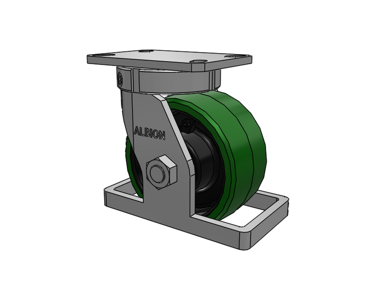 310 Series Top Plate Swivel Caster with 6 x 3 Green Tread on Black Cast Iron Core PX - Thick Polyurethane (Cast Iron Core) Wheel