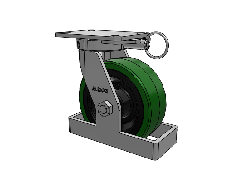 310 Series Top Plate Swivel Caster with 8 x 3 Green Tread on Black Cast Iron Core PX - Thick Polyurethane (Cast Iron Core) Wheel