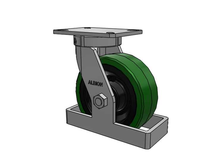 310 Series Top Plate Swivel Caster with 8 x 3 Green Tread on Black Cast Iron Core PX - Thick Polyurethane (Cast Iron Core) Wheel