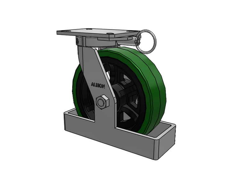 310 Series Top Plate Swivel Caster with 10 x 3 Green Tread on Black Cast Iron Core PX - Thick Polyurethane (Cast Iron Core) Wheel
