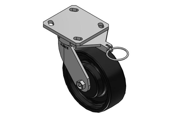 110 Series Kingpinless Top Plate Swivel Caster with 6 x 2 Black Paint FR - Ductile Iron Crowned Tread Wheel